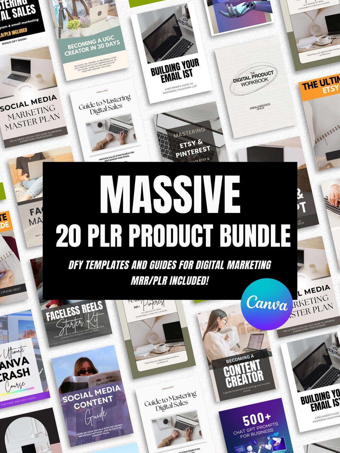 HUGE 20 Product PLR Bundle With Master Resell Rights, Digital Marketing ...