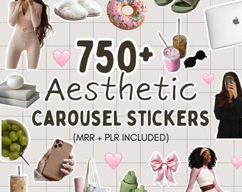 750+ Trendy Canva Stickers for Social Media Instagram Carousels and Stories, MRR PLR Mega Bundle Digital Download Sticker Sheet Template