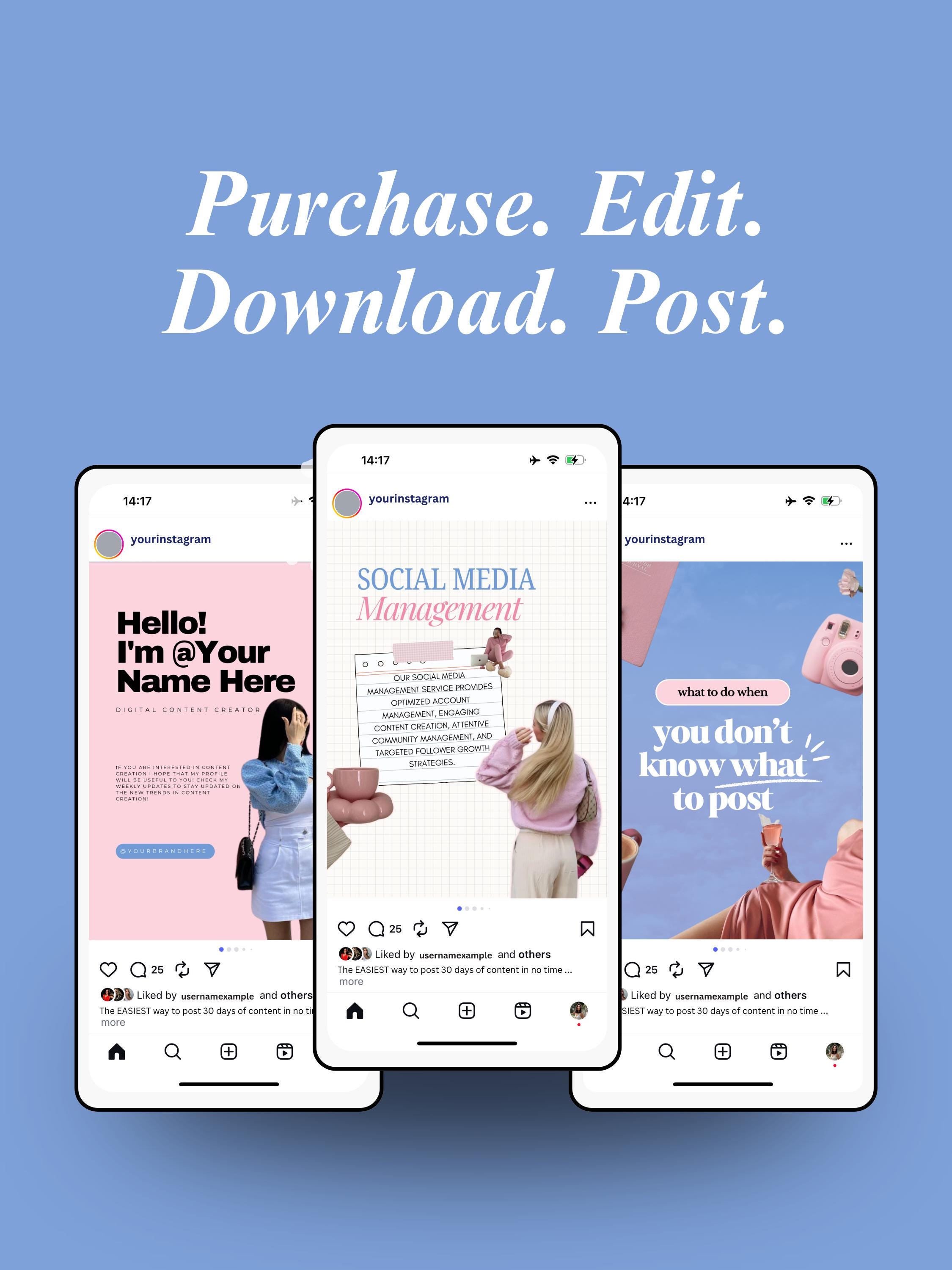 Pastel Aesthetic Instagram Carousel Templates: MRR PLR Social Media ...