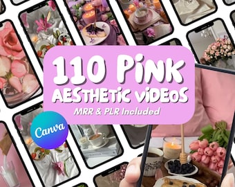 Pink Aesthetic Faceless Videos: Canva Templates, MRR/PLR (Instant Digital Download), Pink Floral Instagram Reels, Blush Pink Aesthetic Video