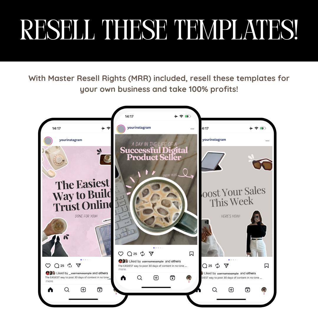 400+ Faceless Instagram Carousel Templates: MRR PLR Canva Social Media ...