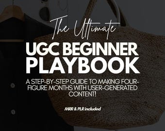 UGC Beginner Guide with Master Resell Rights, Ebook Template Canva, Digital Product with MRR & PLR, ugc Guide Portfolio ugc template