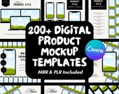 200+ Digital Product Mockup Templates with MRR PLR, Personalize Canva Templates, Social Media Manager Kit Master Resell Rights Private Label