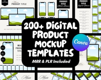 200+ Digital Product Mockup Templates with MRR PLR, Personalize Canva Templates, Social Media Manager Kit Master Resell Rights Private Label