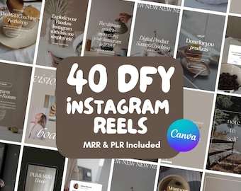 40 Done-For-You Faceless Instagram Reels: Canva Templates, MRR/PLR (Instant Digital Download), Minimalist Aesthetic, Viral Trendy IG Reels