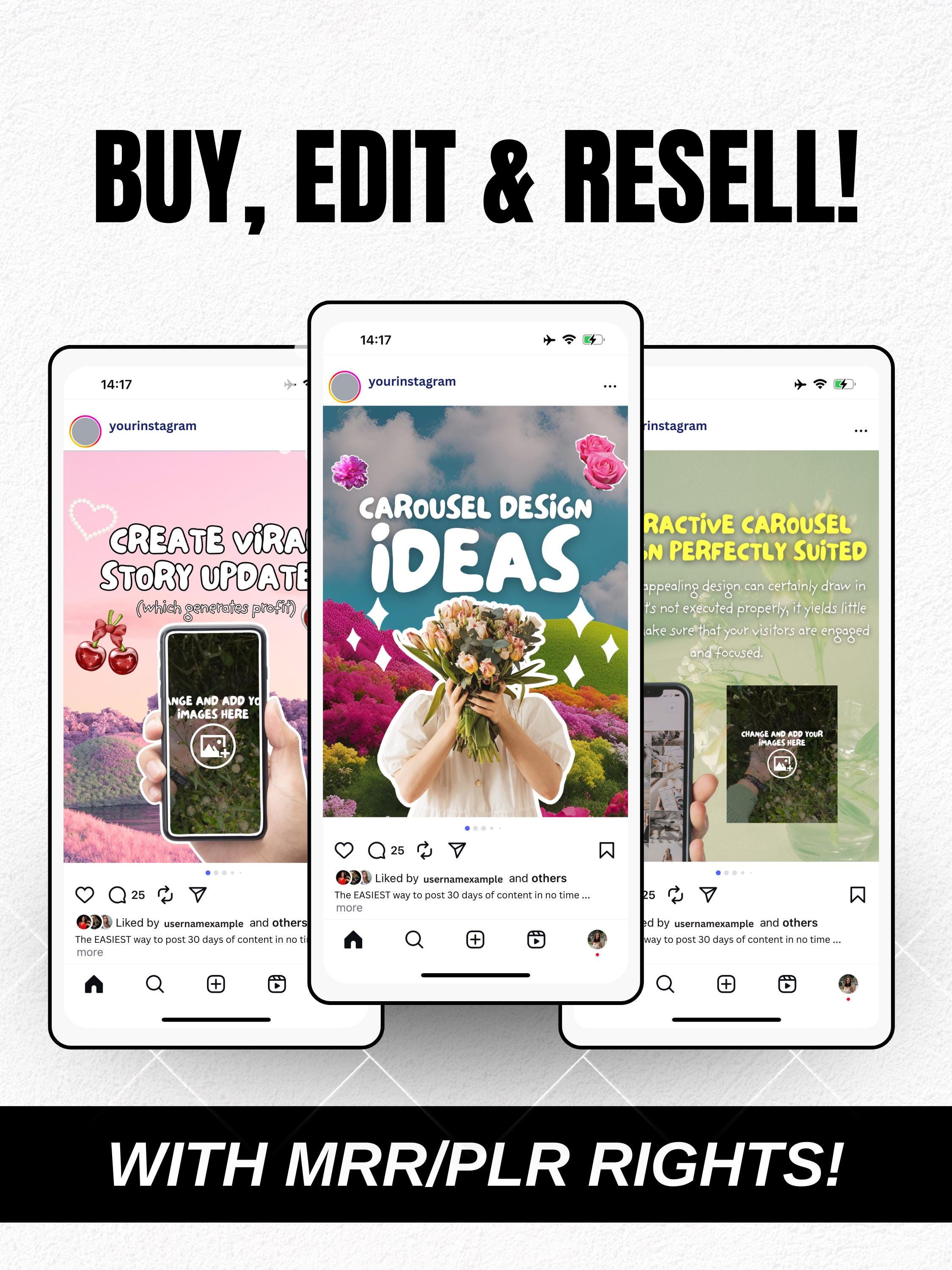 Animated Instagram Carousel Templates: MRR PLR Social Media Manager Kit ...