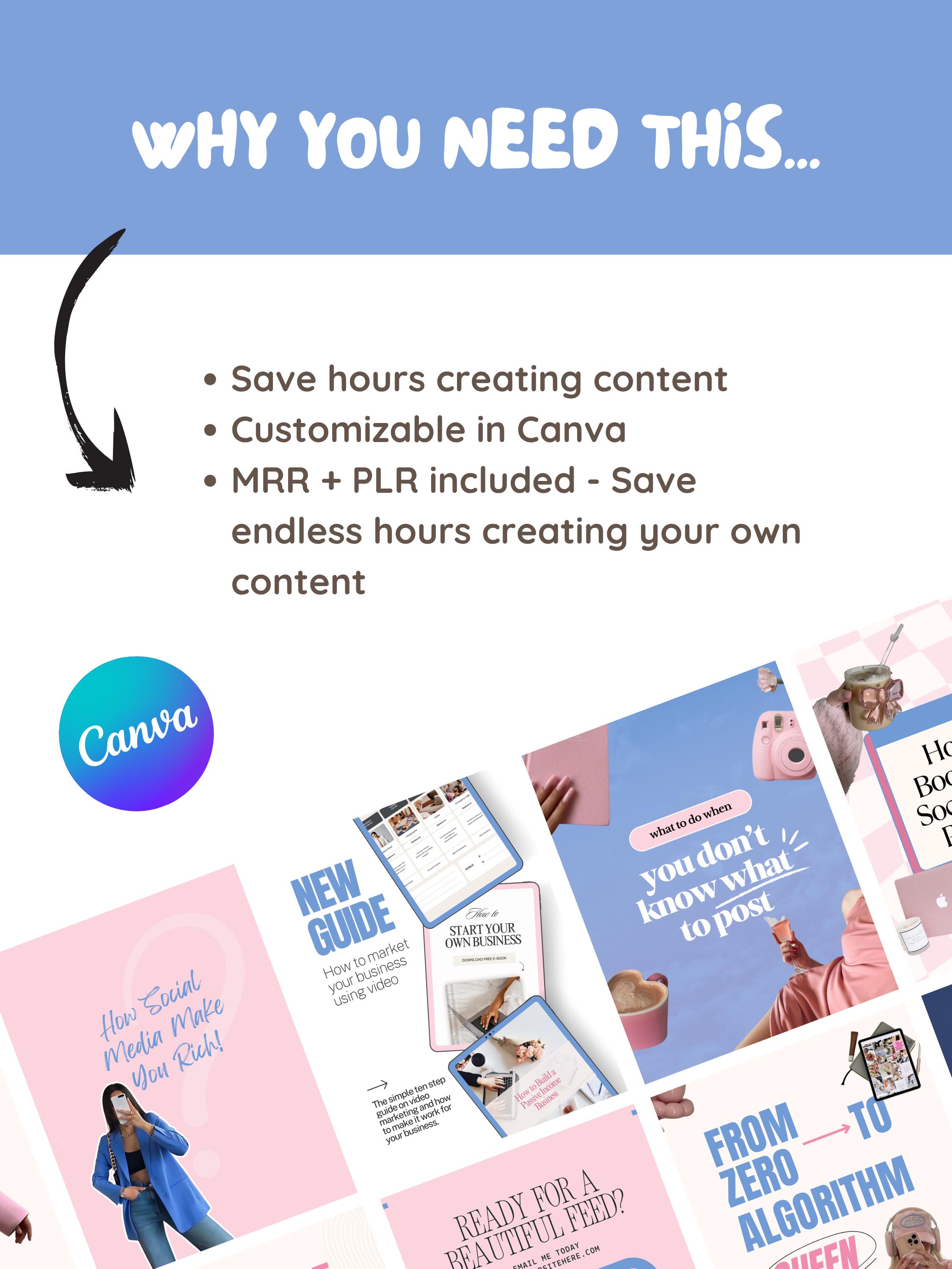 Pastel Aesthetic Instagram Carousel Templates: MRR PLR Social Media ...