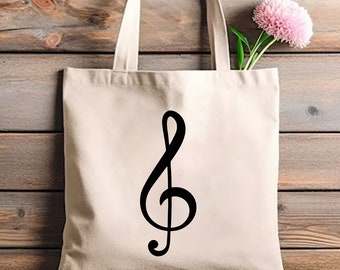 Music Tote Bag Music Teacher Gift Piano Teacher Bag Music Books Shoulder Bag Piano Gifts Treble Clef Symbol Tote Bag Customizable Bulk Gifts