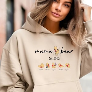Personalized Mama Bear Hoodie, Mom Gift From Kids, Birthday Gift Wife, Mama Hoodie, Personalized Mother, Mama Bear Hoodie, Winnie The Pooh
