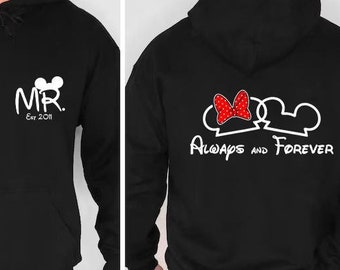Husband Wife Disney Wedding Gift Matching Couple Honeymoon Gifts Disneyland Hoodie Custom Hoodie Personalized Year Disney Wedding Hoodie