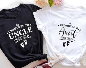Promoted To Uncle, Promoted To Aunt Shirt, Pregnancy Reveal, Baby Announcement, Aunt Gift, Personalized Uncle, Baby Shower, Gender Reveal