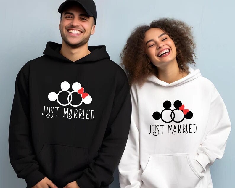Disney Matching Hoodies Honeymoon Gifts Just Married Disney Wedding Gift Disney Couple Disney Trip Disneyland Honeymoon Matching Couple