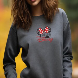 Minnie Ears Disney Embroidery Sweatshirt Disney Vacation Embroidered Crewneck Sweatshirt Minnie Mouse Embroidered Sweater Disney Sweatshirts image 4