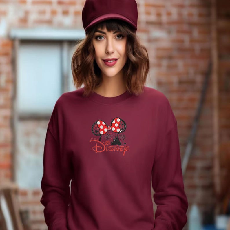Minnie Ears Disney Embroidery Sweatshirt Disney Vacation Embroidered Crewneck Sweatshirt Minnie Mouse Embroidered Sweater Disney Sweatshirts image 8