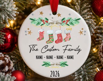 Christmas Family Custom Ornament Personalized Family Ornament Ceramic Ornament Custom Name Gift Family Reunion First Christmas Ornament Gift