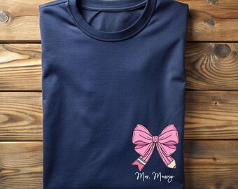Custom Teacher Coquette Bow Shirt Back To School First Day of School Shirt Teacher Gift  Personalized Teacher School Shirt 1st Day of School