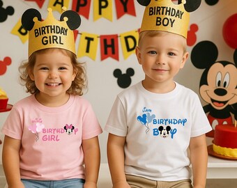 Custom Disney Birthday Shirts Mickey Mouse Minnie Mouse Family Matching Tees Disney Birthday Girl Birthday Boy Custom Birthday Party Gift