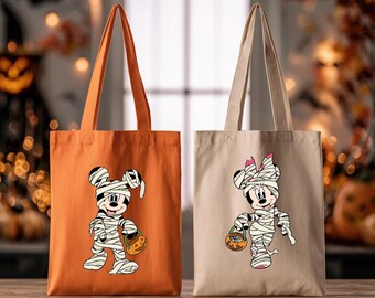 Disney Characters Halloween Tote Bag Trick Or Treat Kids Halloween Gift Spooky Season Halloween Treat Bags Mickey Minnie Winnie the Pooh