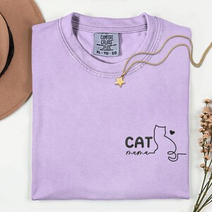 Trendy Embroidery Cat Mom Shirt Comfort Colors Embroidered Cat Mama Tshirt Mothers Day Gifts Cat Owner Gift Embroidery Shirt Cat Lover Gifts