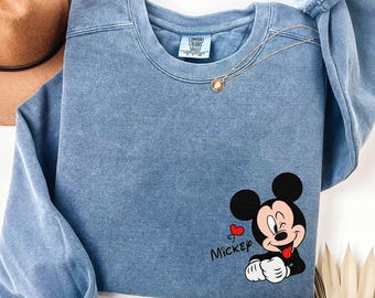 Disney Vacation Embroidered Sweater Comfort Colors Embroidery Mickey Mouse Minnie Mouse Matching Couple Disney Gift Disney Squad Sweatshirts