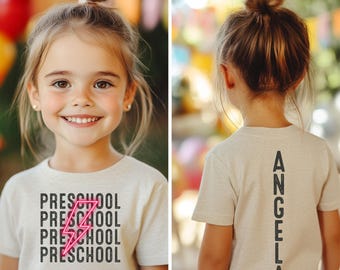 Custom Kids Name Back to School Shirt Pre School First Day of School Shirt Grade Level Shirts Personalized  School Shirt 1st Day of School