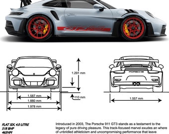 PORSCHE 911 GT3 RS Hoodie Design Template Graphix