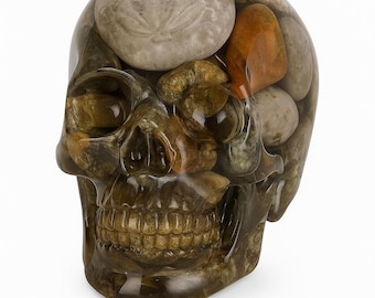 Skull with Real Michigan Rocks /  Great Lakes Stone Art / Gothic Home Decor