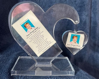 Portafoto personalizzato in resina a forma di cuore con supporto, cuore ricordo commemorativo, regalo personalizzato, ricordo fotografico,