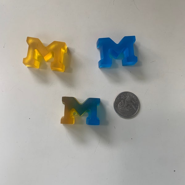 University of Michigan Resin Logo, "M" Resin Decor, Resin Party Favors, Graduation Decor,