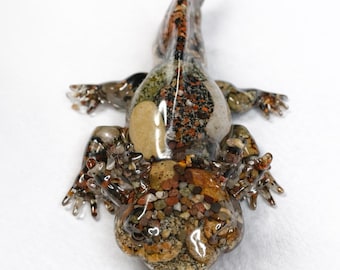 Axolotl with Michigan Rocks, Resin, Michigan Stones, Animal Figurine