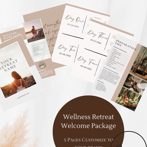 Wellness Retreat Welcome Package | Canva Editable | Printable and Digital Download