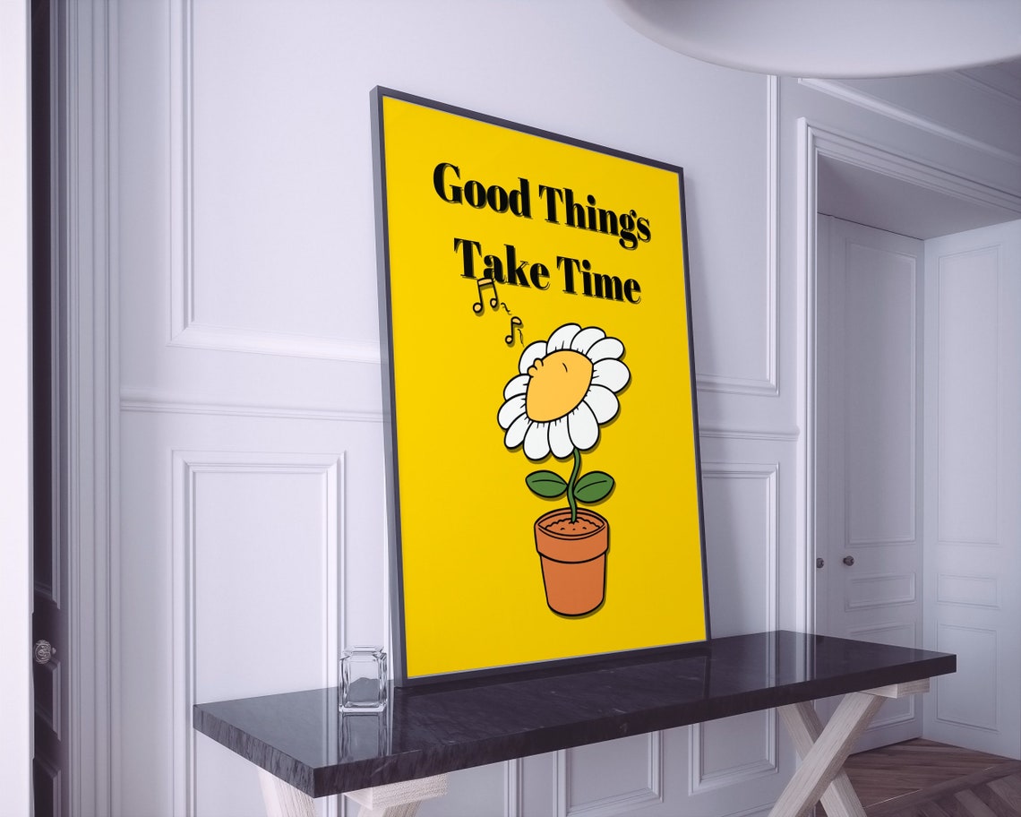 Retro good Things Take Time Wall Decor Art - Etsy