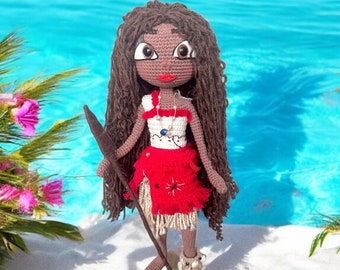 Handmade Moana Inspired Crochet Doll, Soft Yarn Art, 13.77 Inch