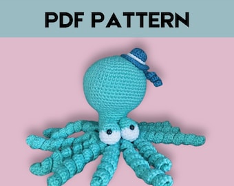 Patrón de crochet de pulpo amigurumi, lindo peluche de pulpo para