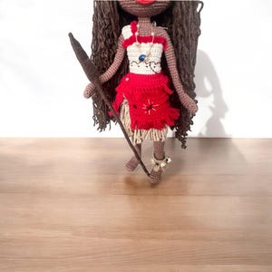 モアナをイメージした手作りのかぎ針編み人形、柔らかな毛糸のアート作品、13.77インチ 画像 5