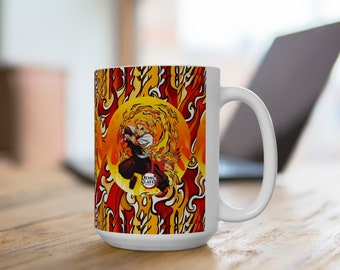 Flame Hashira Rengoku Ceramic Mug 15oz