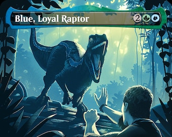 Blue, Loyal Raptor Creature - MTG PROXY Jurassic Park