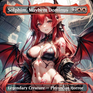 Solphim, Mayhem Dominus Creature - MTG PROXY Anime Waifu - Erwachsener Inhalt