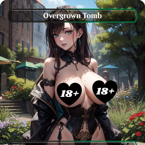 NSFW 18+ Overgrown Tomb (Shock Land) Land Swamp Forest - MTG PROXY Anime Waifu - Contenu pour adultes