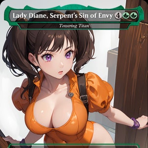 Lady Diane, Peccato d'Invidia del Serpente / Creatura Titanica Torreggiante - MTG PROXY Anime Waifu - Contenuto per Adulti
