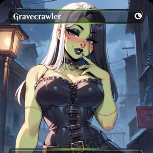 Gravecrawler (Sexy Frankenstein Goth Girl) Creatura - MTG PROXY Anime Waifu - Contenuto per adulti