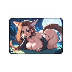 Sexy Wolf Girl MTG Krabbeldecke ohne Bereiche - Schreibtischmatte zum Spielen - 2 Größen erhältlich - Erwachsener Inhalt