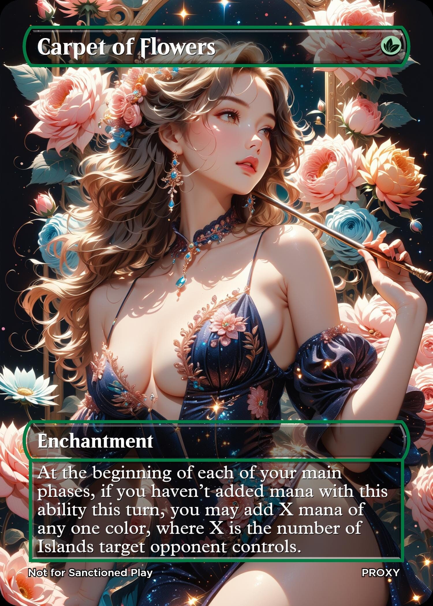 Carpet of Flowers Enchantment - MTG PROXY Anime Waifu - Mature Content