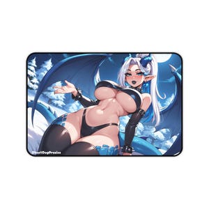Tapete de jogo Sexy Blue Dragon Girl MTG sem zonas - Tapete de mesa para jogos - 2 tamanhos disponíveis - Conteúdo adulto