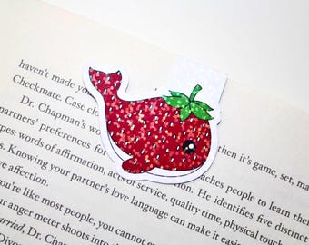 Strawberry Whale Magnetic Bookmark – Gift for Ocean Lovers