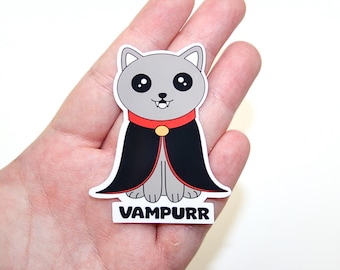 Cat Vampire Sticker - Vampurr Vinyl Decal - Spooky Fun Art