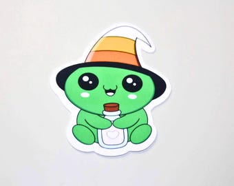 Witch Frog Sticker - Halloween Vinyl Decal - Spooky Vibes