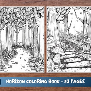 50 Enchanted Forest Coloring Book, Adults Coloring Book, Printable PDF ...