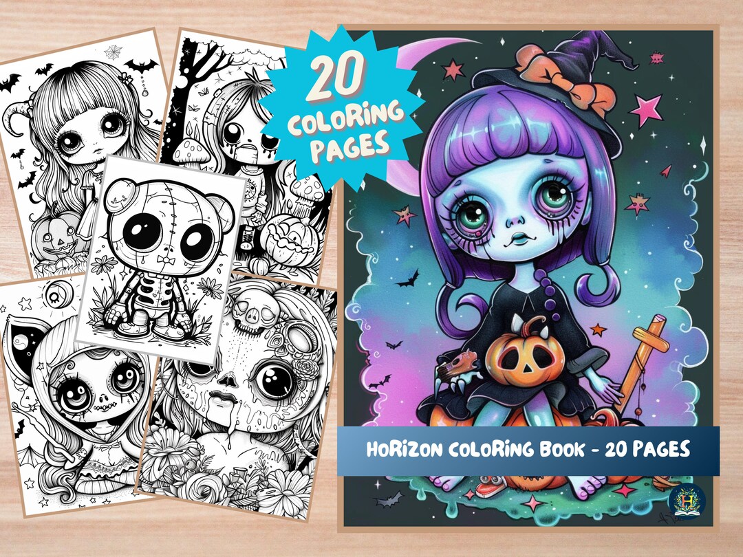 20 Spooky Cutie Kawaii Creepy and Horror Coloring Book, Printable PDF ...