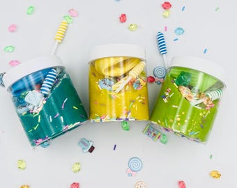 Birthday Cupcake Playdough Kit - Sensory Jar with Candy Charms & Sprinkles for Kids Age 3+